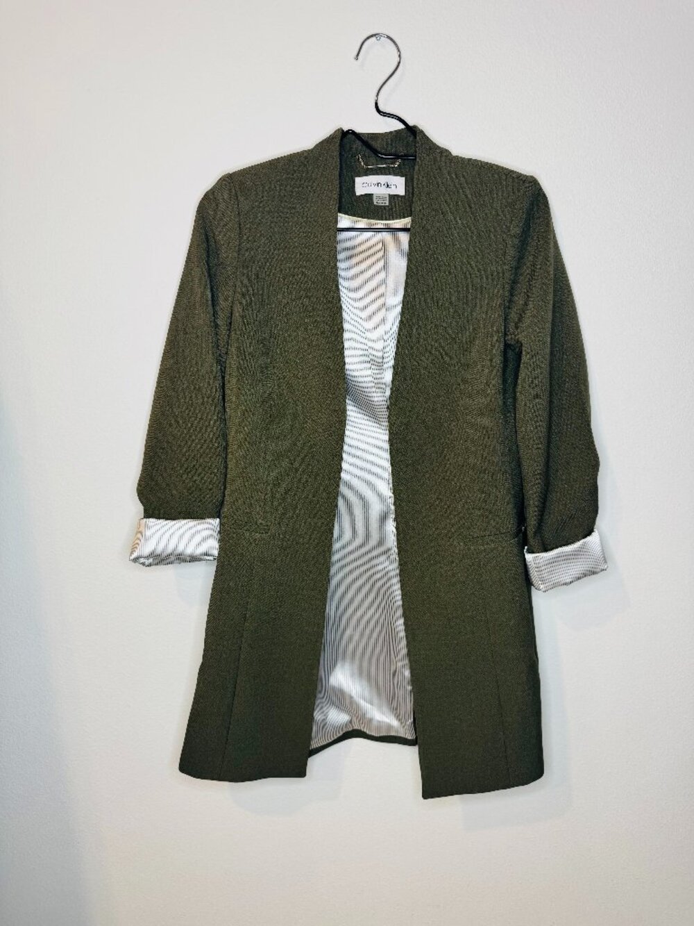 Calvin Klein Olive Green Open-Front Blazer with 2 pockets -- Womens Size 4P